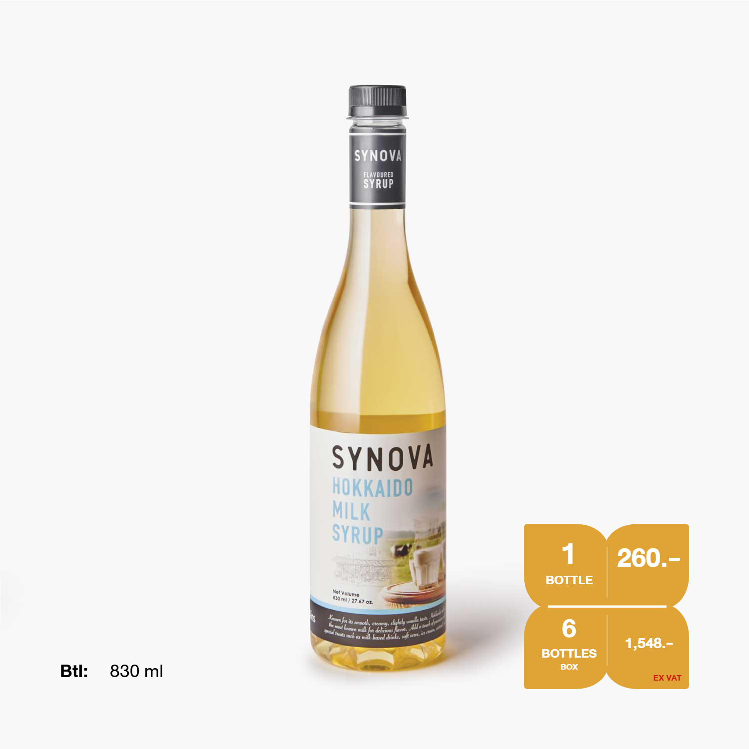 น้ำเชื่อม SYNOVA : ไซรัปกลิ่นนมฮอกไกโด (ยกกล่อง)